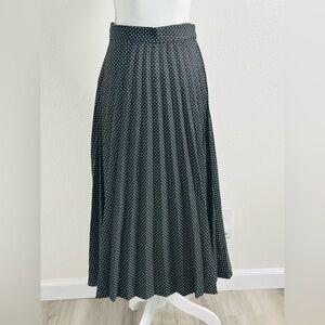 Zara Black and White Polka Dot Pleated Midi Skirt Size Medium